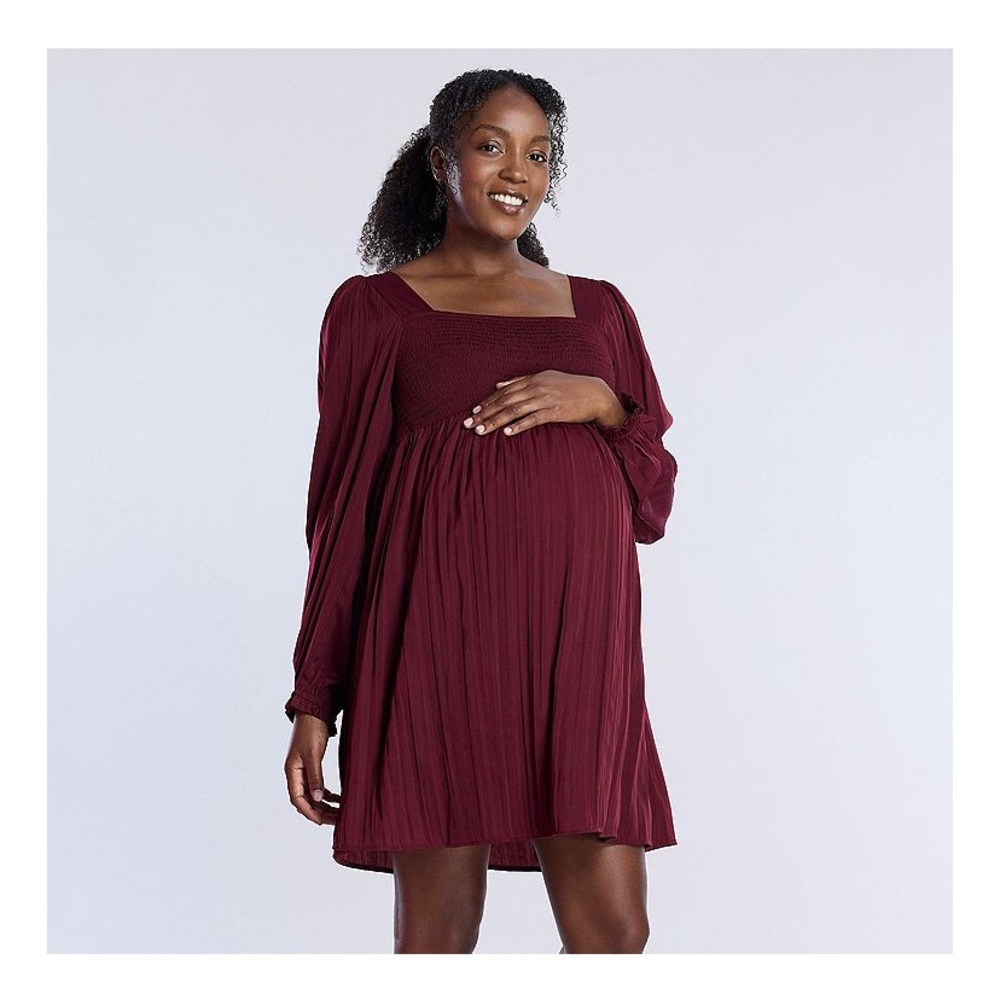 Motherhood Burgundy Textured Dress